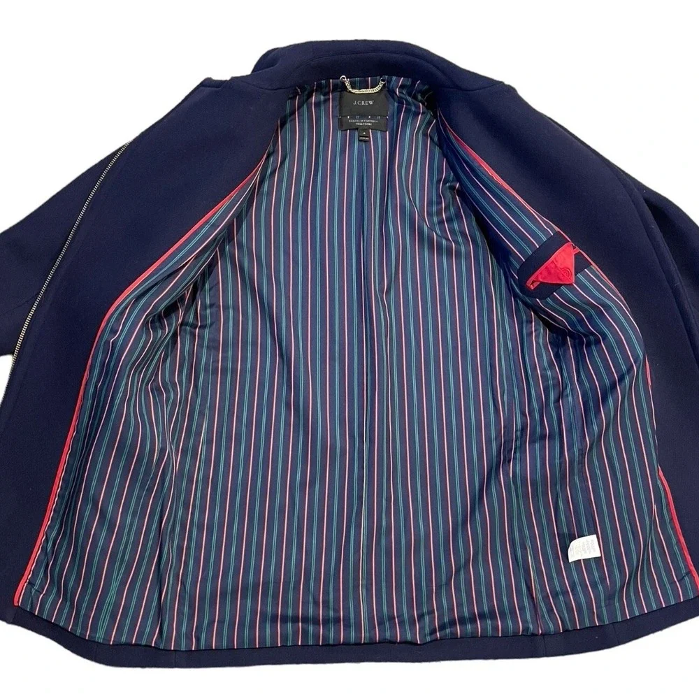 JCrew Stadium Cloth Nello Gori Jacket Wool Blend Blue Women's Sz 4 Excellent - Picture 6 of 10